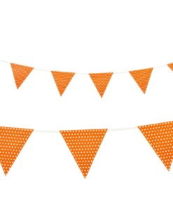 Banderole fanions orange pois blanc 2M70