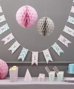 Guirlande fanion baby shower chevron pastel
