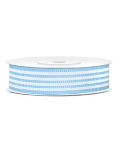 10M Ruban rayé blanc bleu ciel coton 18mm