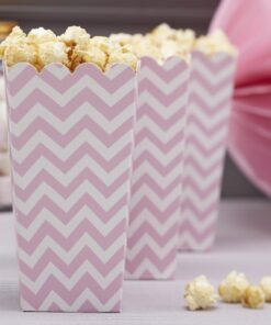 8 Pots à popcorn chevrons rose pale candy bar