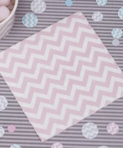 20 petites serviettes cocktail chevron rose