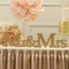 Mr & Mrs lettres en bois mariage doré