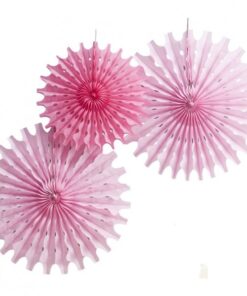 3 rosaces en papier panaché de rose deco suspension