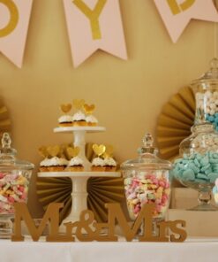 Mr & Mrs lettres en bois mariage doré