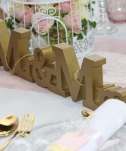 Mr & Mrs lettres en bois mariage doré