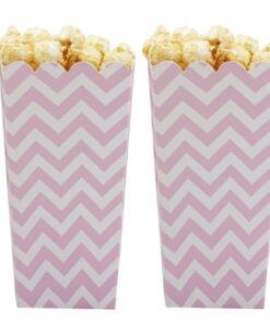 8 Pots à popcorn chevrons rose pale candy bar