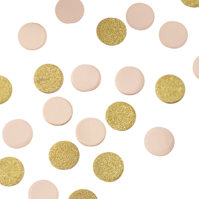 Confettis ronds rose pastel et doré Confettis ronds rose pastel et doré