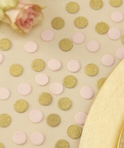 Confettis ronds rose pastel et doré
