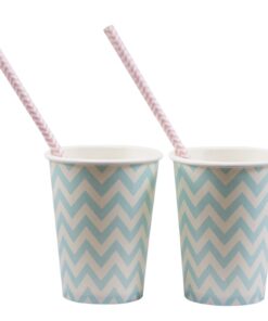 8 gobelets chevron bleu pastel 