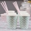 8 gobelets chevron bleu pastel "vert mint"