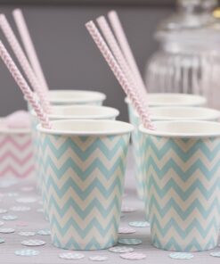 8 gobelets chevron bleu pastel "vert mint"