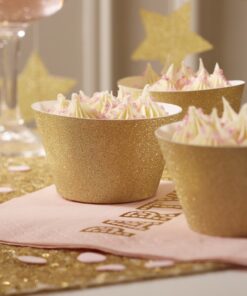 10 caissettes à cupcakes or glitter