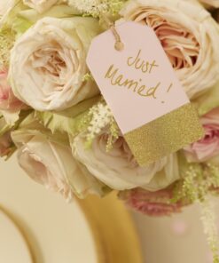 10 étiquettes tag rose pastel et doré glitter