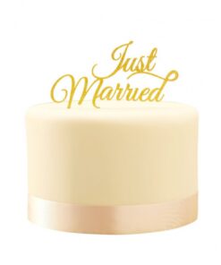 Cake topper gateau mariage just married doré