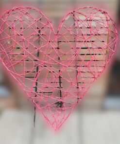 Location grand coeur en osier rotin rose 120cm