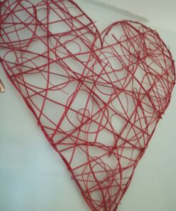 Location grand coeur en osier rotin rose 120cm