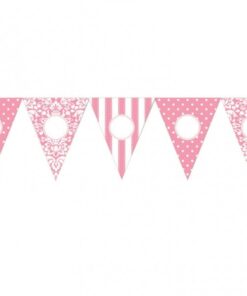 Banderole personnalisable DIY à fanions rose 7M90