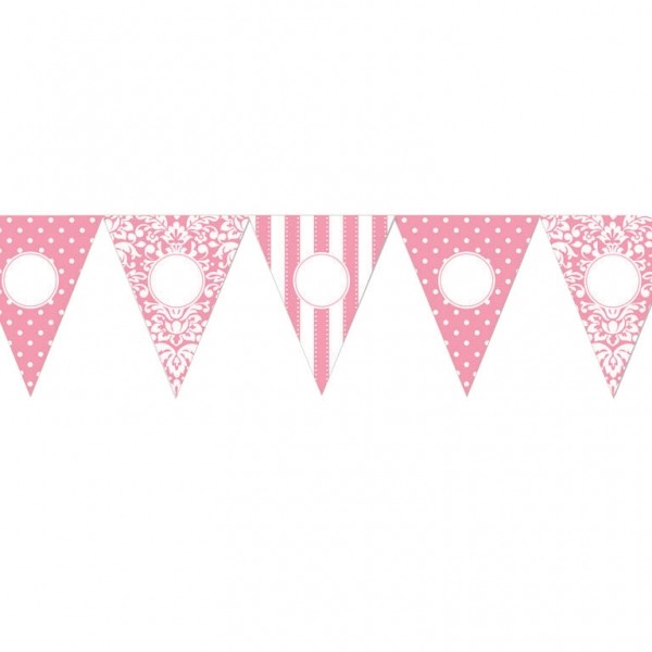 Banderole personnalisable DIY à fanions rose 7M90 Banderole personnalisable DIY à fanions rose 7M90