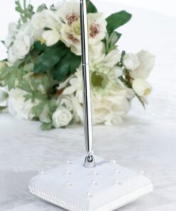 Porte stylo blanc et perles