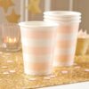 8 gobelets rayures rose tendre pastel