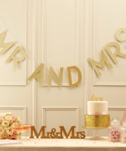 Guirlande mariage Mr & Mrs or gold paillettes