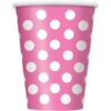 6 Gobelets rose Pois Blanc en carton