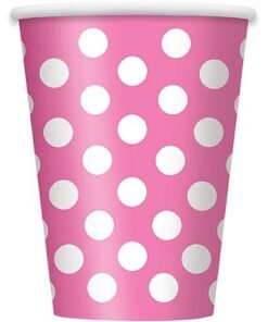6 Gobelets rose Pois Blanc en carton