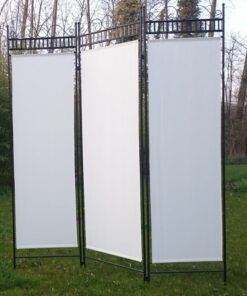 Location paravent volet en fer forge et toile amovible