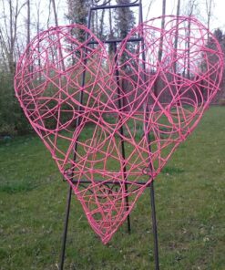 Location grand coeur en osier rotin rose 120cm