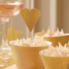 12 pics cupcake gâteau coeur doré glitter paillettes
