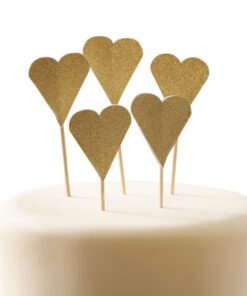 12 pics cupcake gâteau coeur doré glitter paillettes