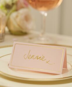 10 marque place rose pastel et doré