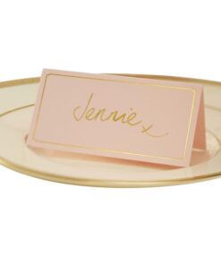 10 marque place rose pastel et doré