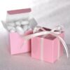 100 boîtes à dragées cubes rose pastel