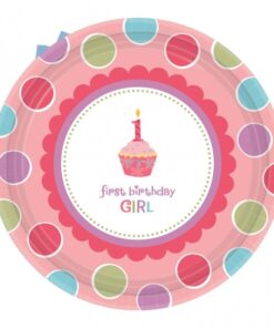 8 petites assiettes 1er anniversaire fille cupcake
