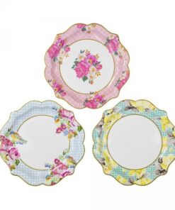 12 assiettes repas fleurs vintage tea party