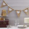 Banderole guirlande toile de jute coeur