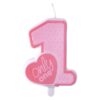 Bougie rose 1 an premier anniversaire fille