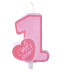 Bougie rose 1 an premier anniversaire fille
