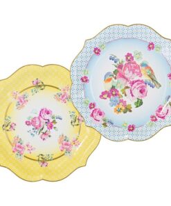 4 Plat assiettes vintage floral tea party 30cm