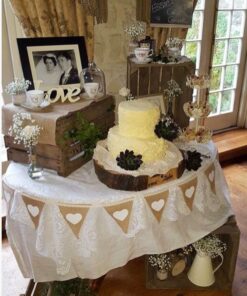 Banderole guirlande toile de jute coeur