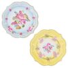 4 Plat assiettes vintage floral tea party 30cm