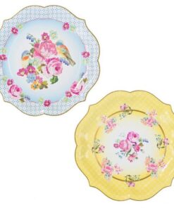 4 Plat assiettes vintage floral tea party 30cm