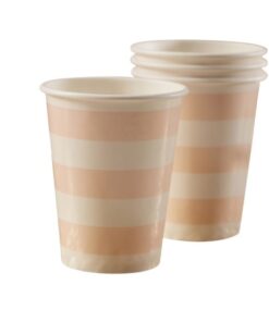 8 gobelets rayures rose tendre pastel