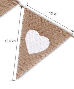 Banderole guirlande toile de jute coeur