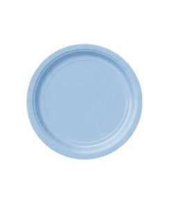 20 assiettes à dessert carton bleu ciel 17cm