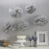 5 pompons gris argent boules en papier DIY