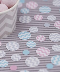 Confettis ronds pastel rose mint blanc chevron zigzag