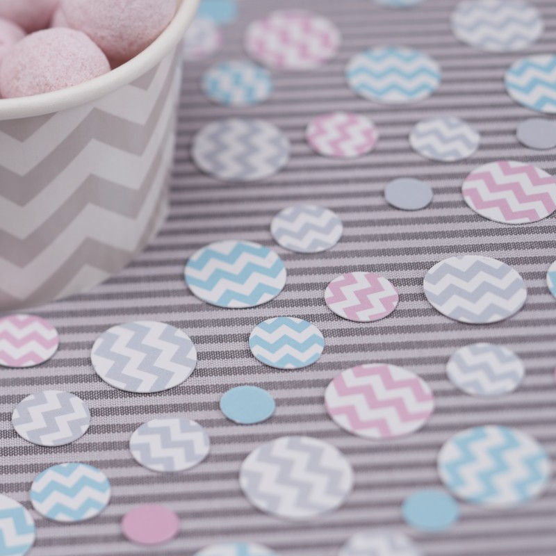 Confettis ronds pastel rose mint blanc chevron zigzag Confettis ronds pastel rose mint blanc chevron zigzag