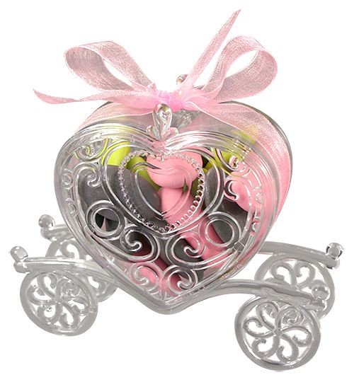 Carrosse coeur bonbonnière à dragées en plexi Carrosse coeur bonbonnière à dragées en plexi